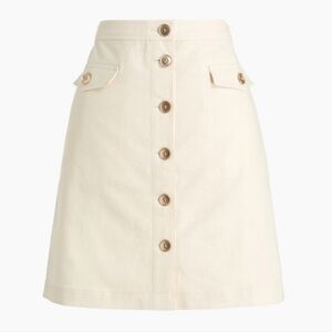 J. Crew Linen Blend Button Front A-line Skirt Flap Pockets